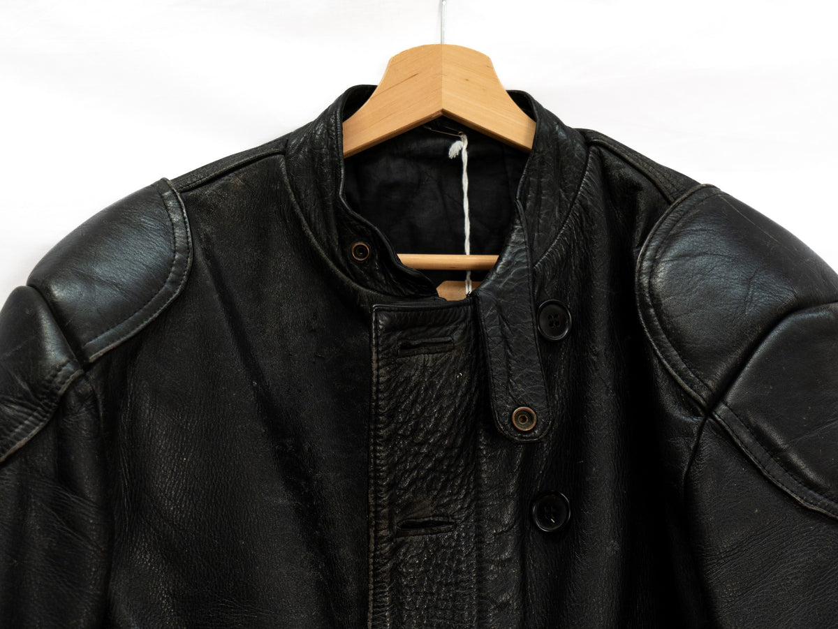 Black Padded-Shoulder Motorcycle Jacket — garment photograph 2