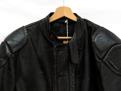 Black Padded-Shoulder Motorcycle Jacket — garment photograph 2