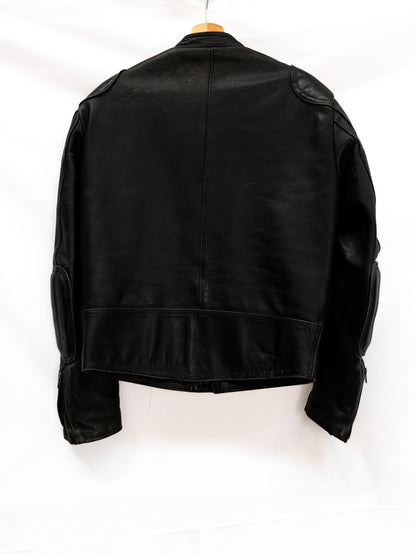 Black Padded-Shoulder Motorcycle Jacket — garment photograph 3