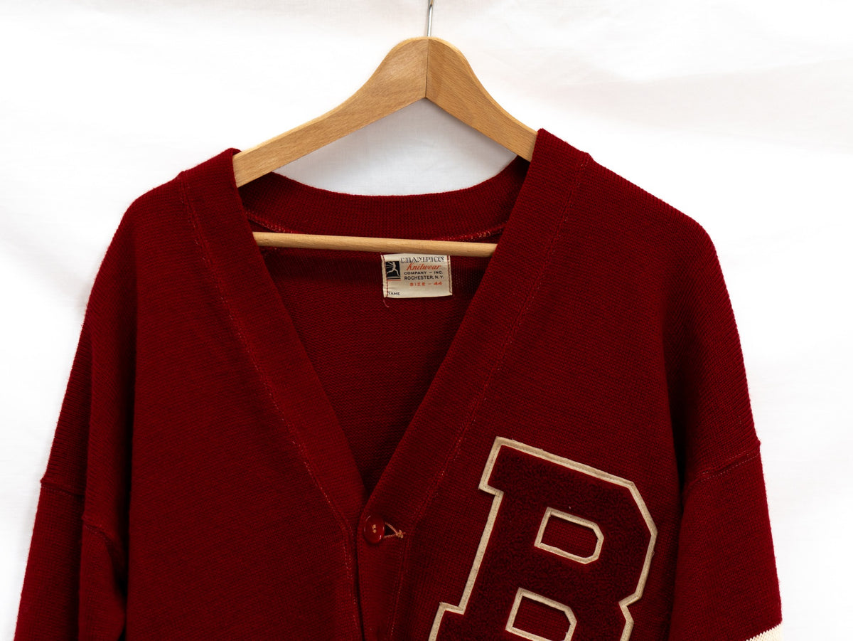Burgundy B Letter Cardigan — garment photograph 2