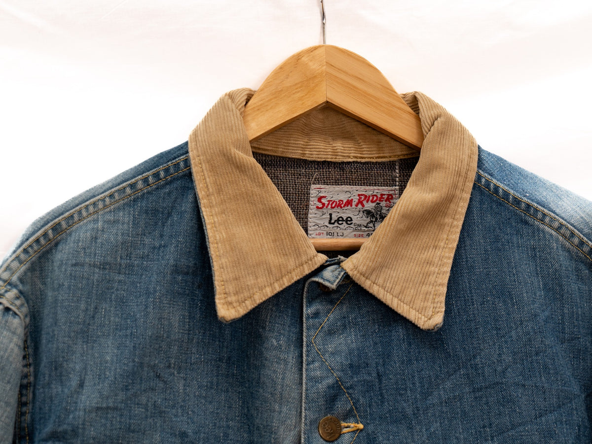 Blue Denim Jacket with Tan Collar — garment photograph 2