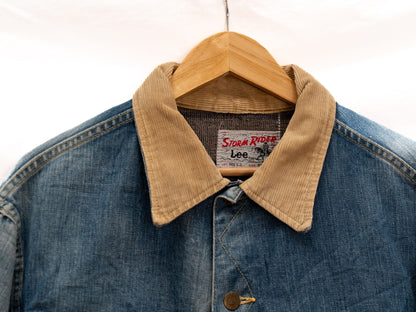 Blue Denim Jacket with Tan Collar — garment photograph 2