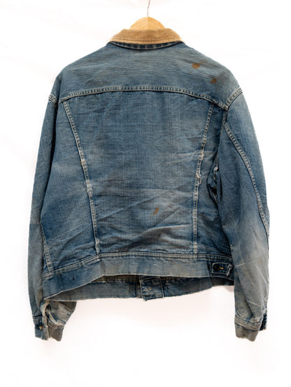 Blue Denim Jacket with Tan Collar — garment photograph 3