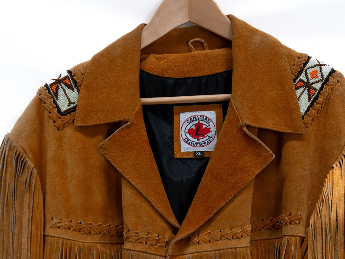 Tan Fringed Patch Jacket — garment photograph 2