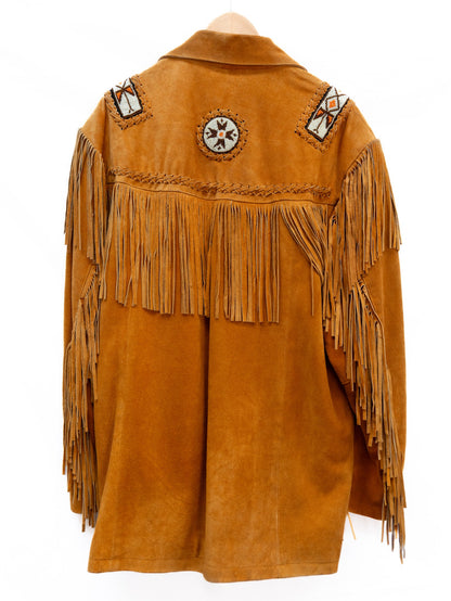 Tan Fringed Patch Jacket — garment photograph 3