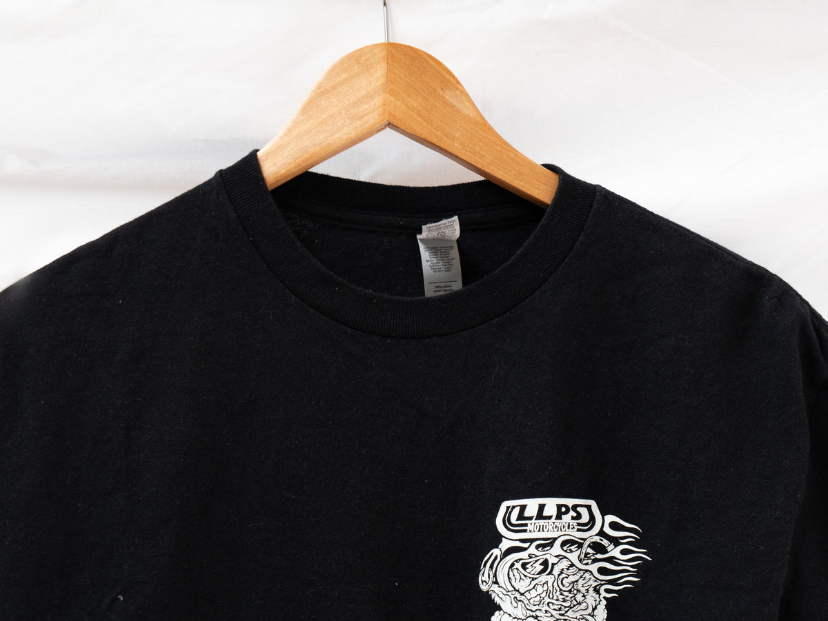 Black Motorcycle Club Chest Print T-Shirt — garment photograph 2