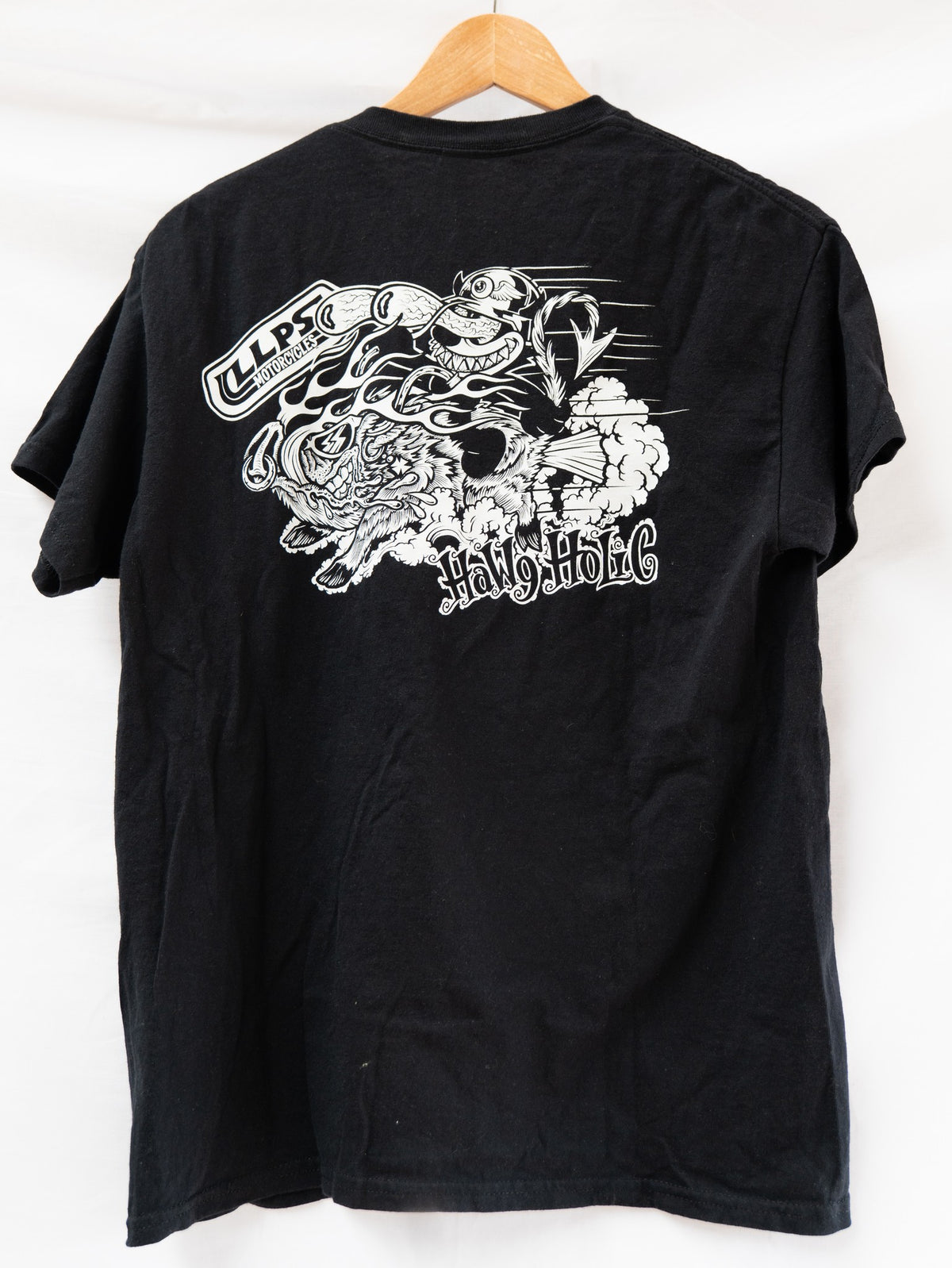 Black Motorcycle Club Chest Print T-Shirt — garment photograph 3
