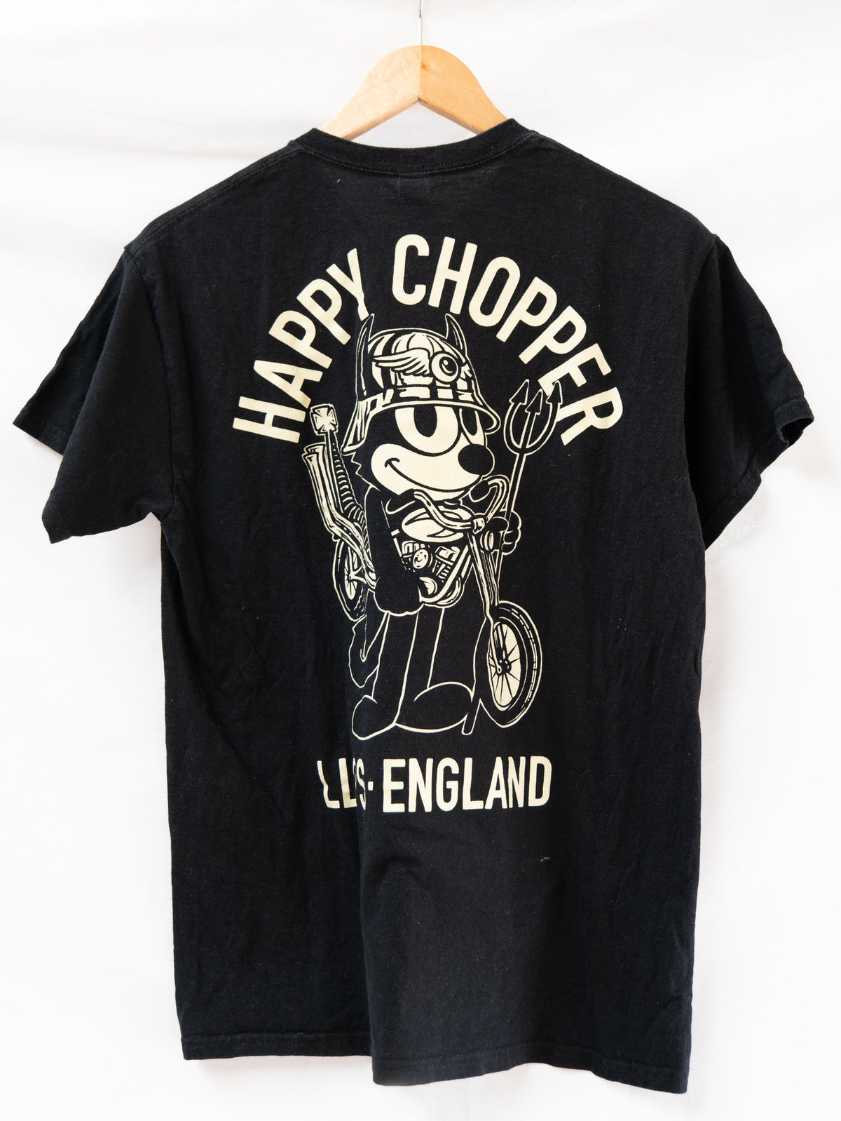 Black Biker Emblem T-Shirt — garment photograph 2