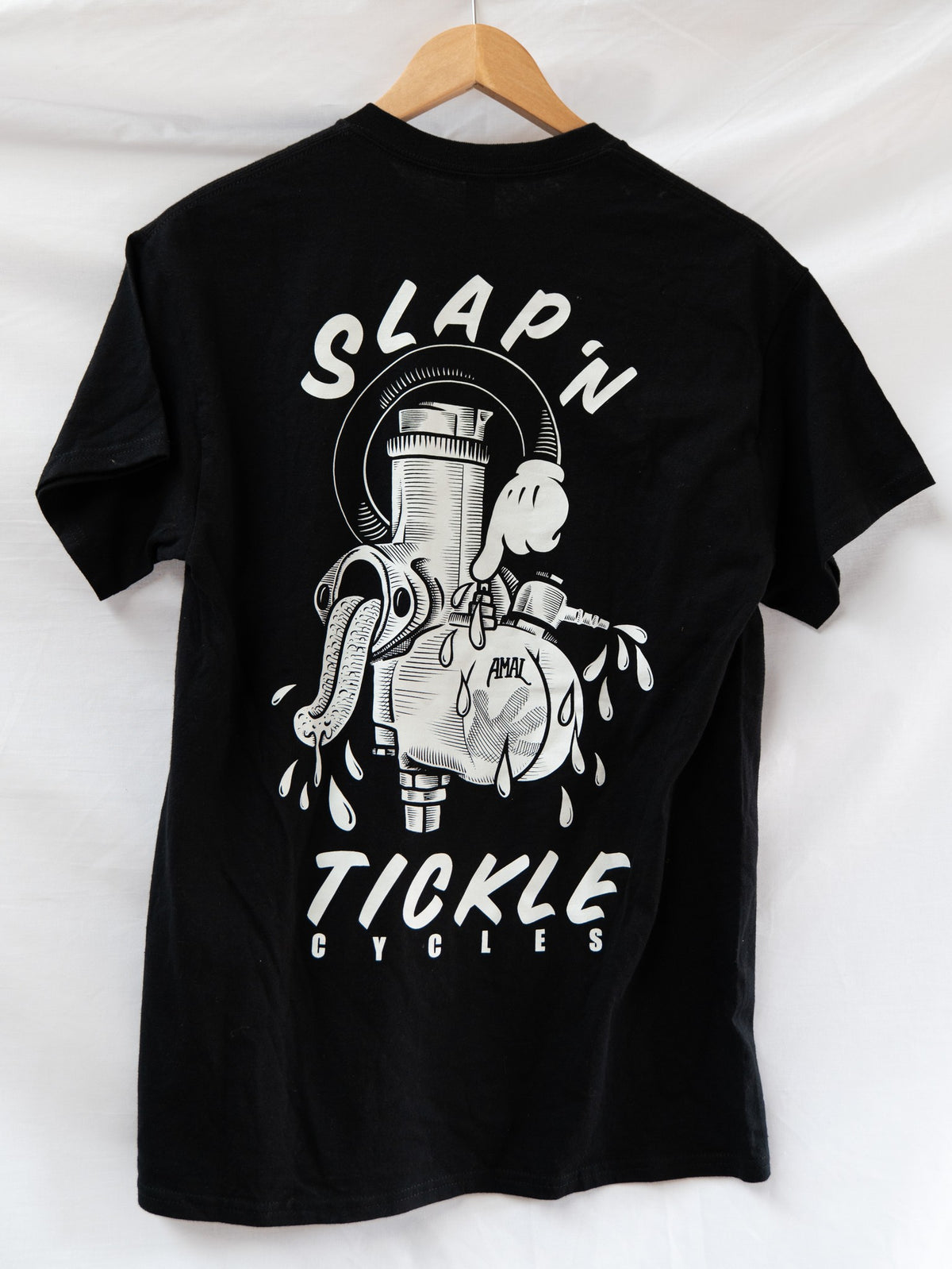Black Motorcycle Emblem T-Shirt — garment photograph 2