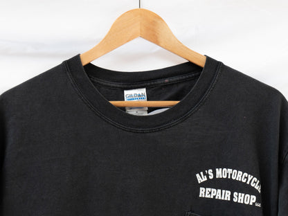 Black Motorcycle Chest Lettering T-Shirt — garment photograph 3