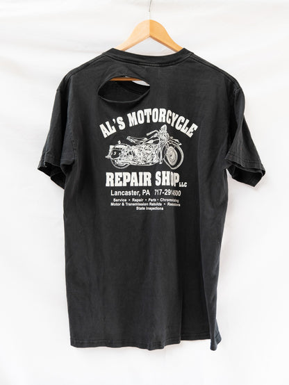 Black Motorcycle Chest Lettering T-Shirt — garment photograph 2