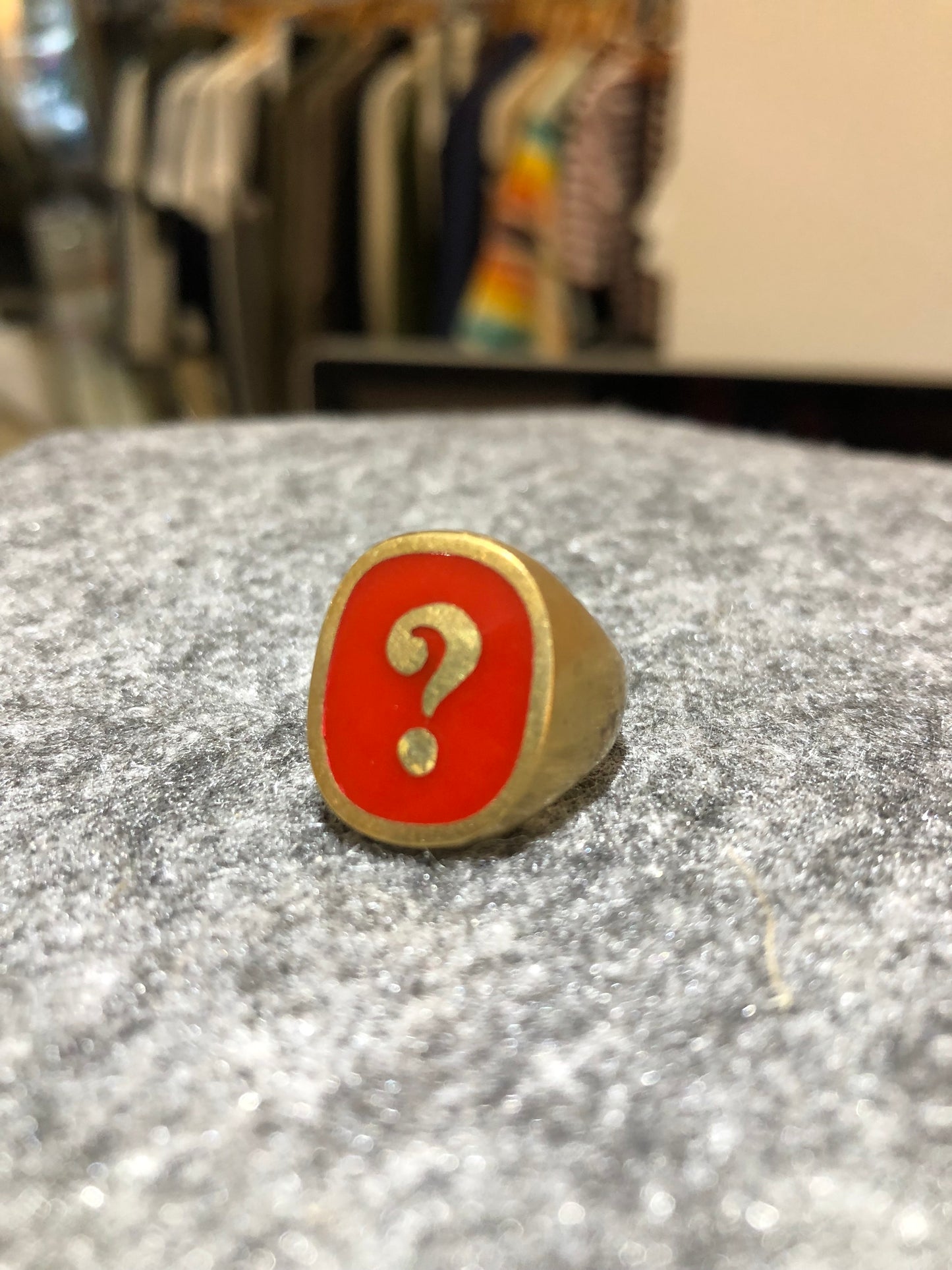 Symbols Ring Bronze with Red