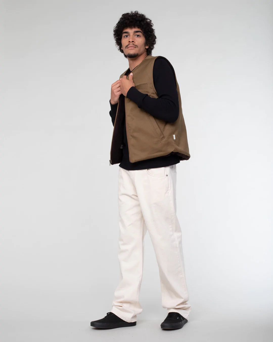 Eat Dust Deck Vest Bedford Cord - Drap